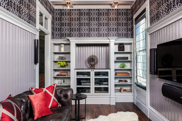 Patterned Media Room contemporary-family-room