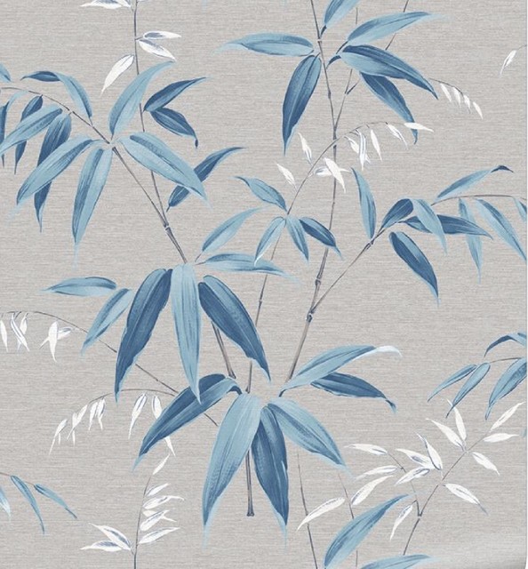 Grey Oriental Bamboo Sky Floral Wallpaper, Roll