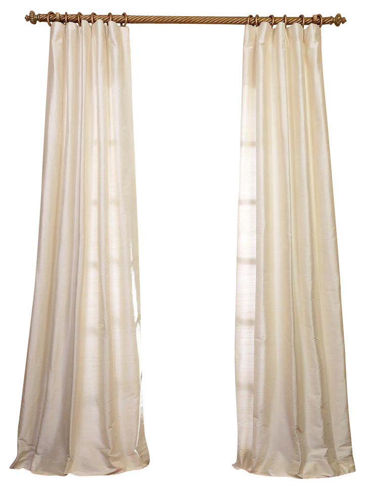 Pearl Textured Dupioni Silk Curtain Single Panel Contemporary
