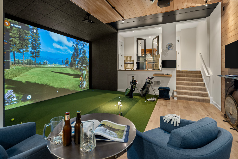 Example of a beach style home gym design in Minneapolis