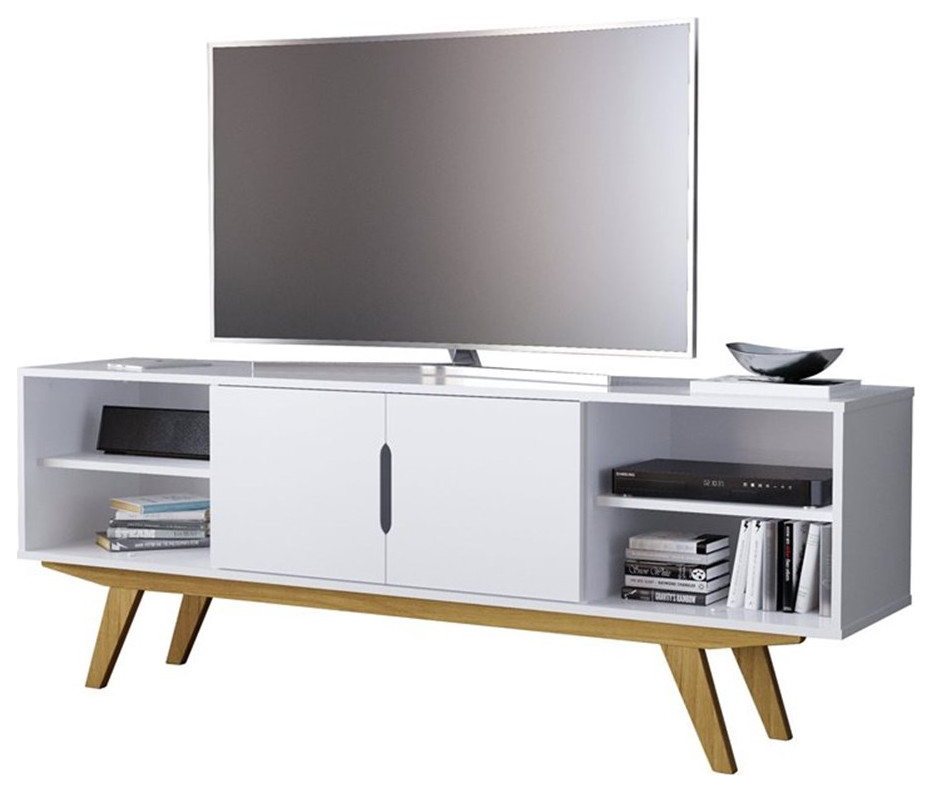 Boahaus Omaha 4Shelf Modern Wood TV Stand for TVs up to 58" in White