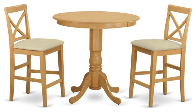 Japb3-Oak-C 3-Piece Counter Height Set, Pub Table and 2 Dining Chairs.