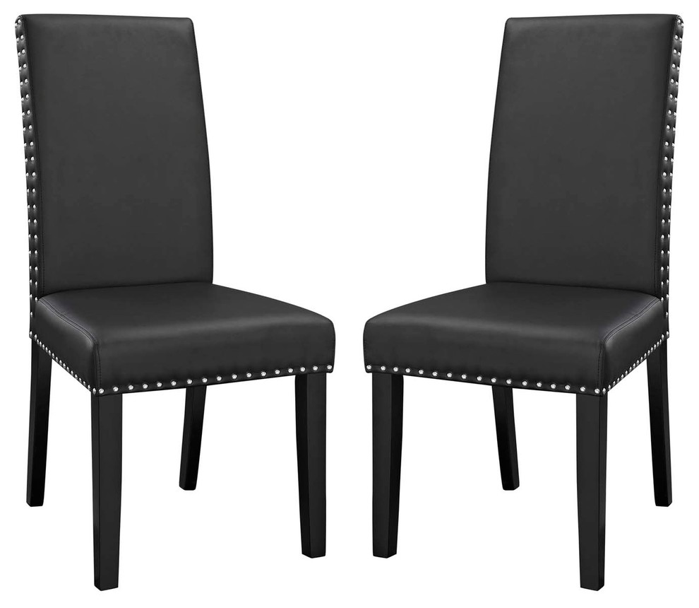 Modern Urban Living Dining Side Chair, Set of 2, Faux Vinyl Leather