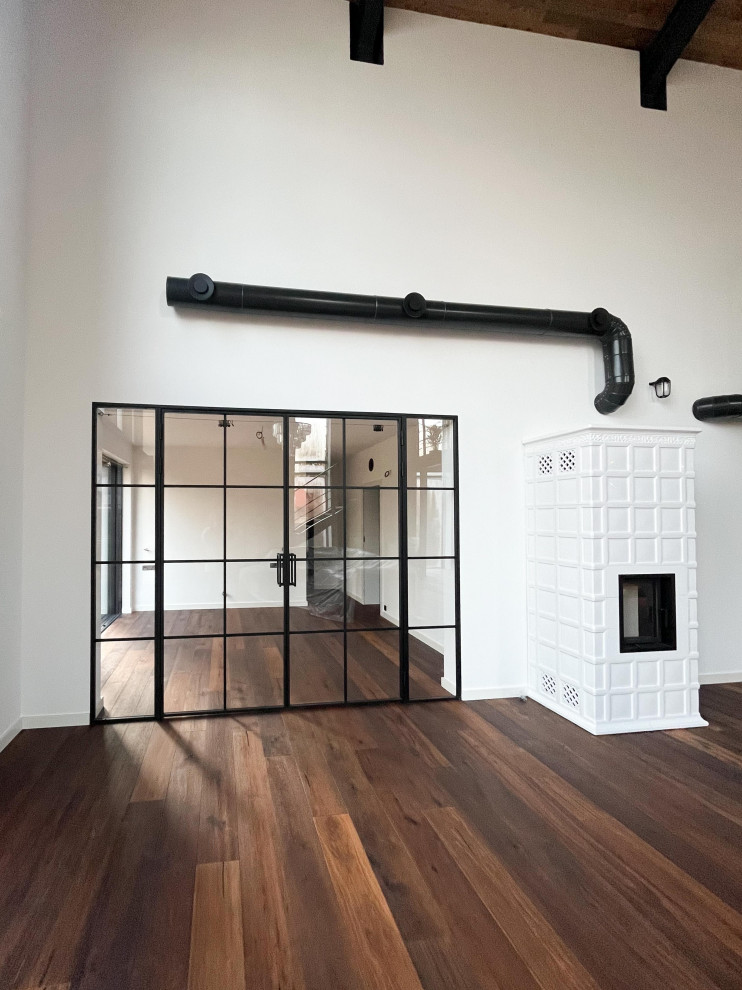 Double industrialstyle steel doors with side panels Industrial