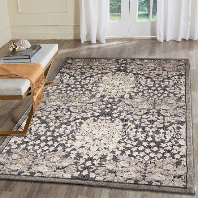 Canyon Flower Patch Indoor/Outdoor Rug Charcoal 3'2"x4'11"