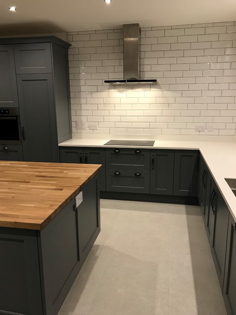 Painted grey wolf kitchen & oak traditional-kitchen