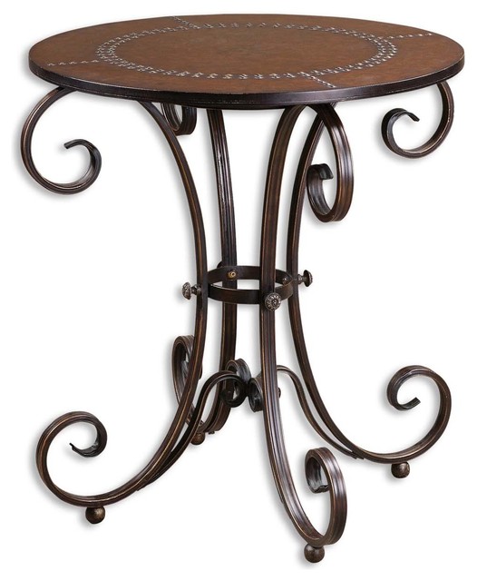 Ancient Bronze Lyra Accent Table