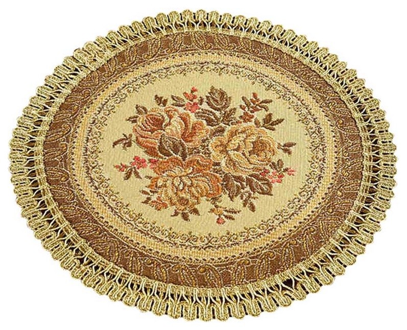 Set of 2 Round Placemats, Cloth Dinner Table Placemats Embroidery Jacquard Traditional