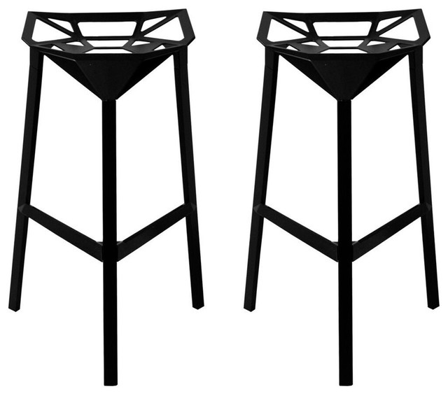 Mod Made Geometric Aluminum Modern Barstool Set Of 2 Bar Mod Made Geometric Aluminum Modern Barstool Set Of 2 Bar Stools And Counter By