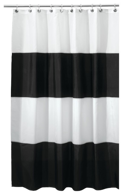 Idesign Zeno Long Fabric Shower Curtain 72 X84 Black And White