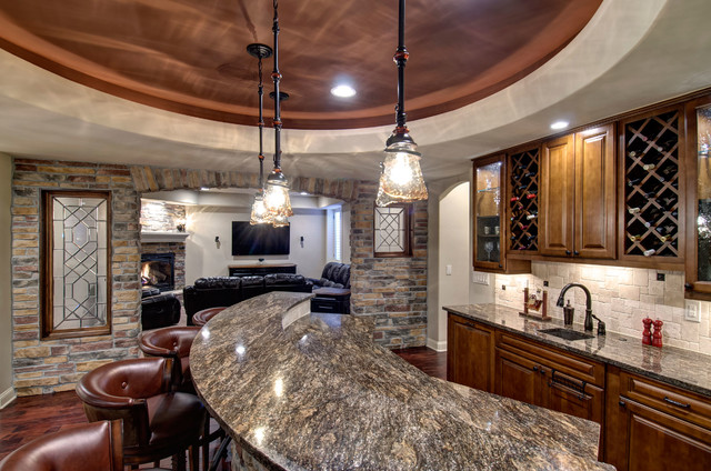 Basement Wet Bar Countertop Traditional Wine Cellar Denver