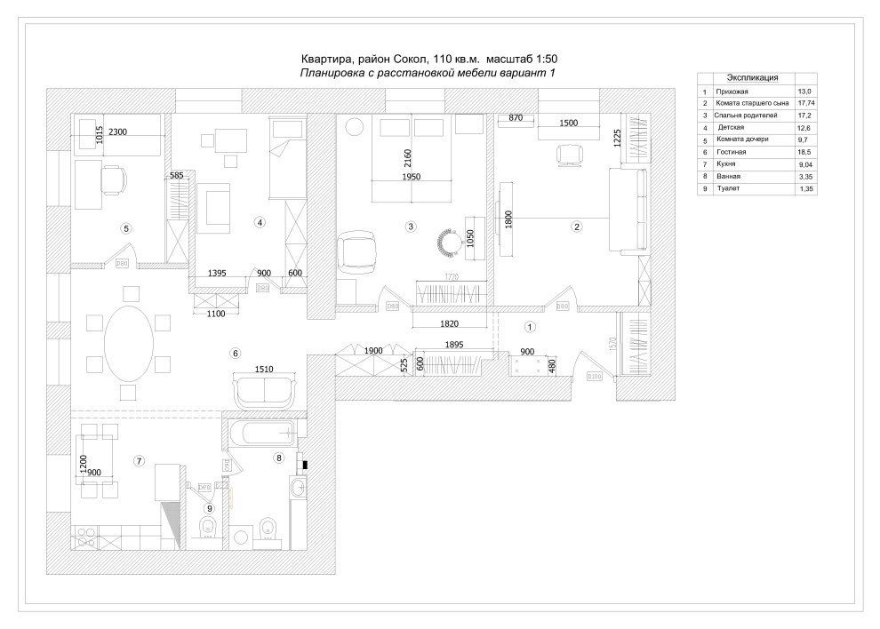 Квартира в сталинке на Соколе для большой семьи