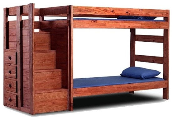 Hemet Twin Bunk Beds With Steps Transitional Bunk Beds By Totally Kids Fun Furniture Toys