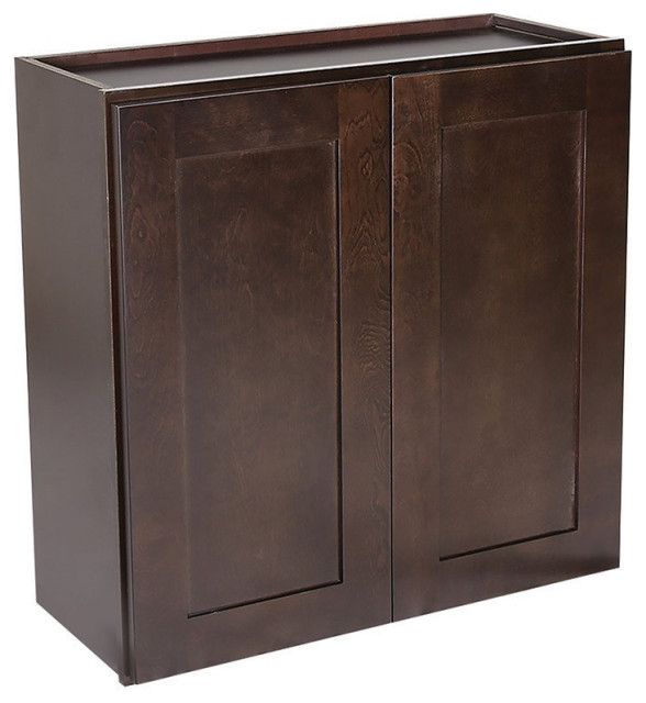 Wall Hanging Storage Double Door With Soft Closing Function, Espresso Modern