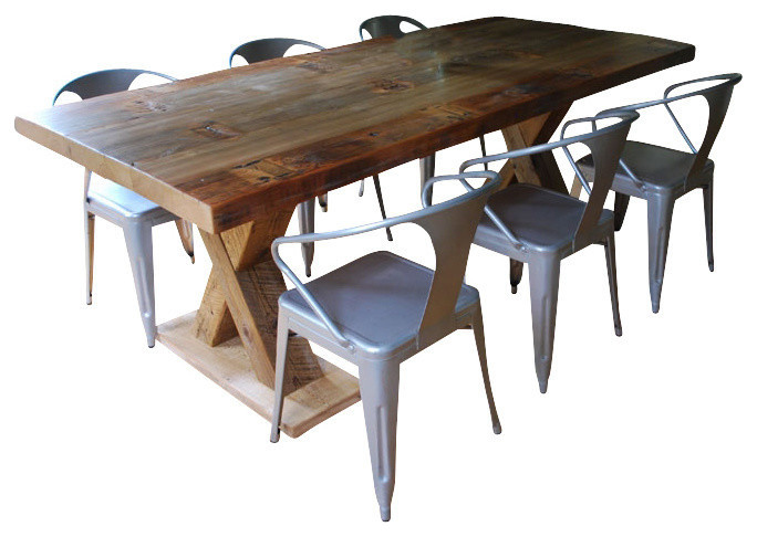 X Beam Reclaimed Wood Pedestal Dining Table, Standard, 72x36