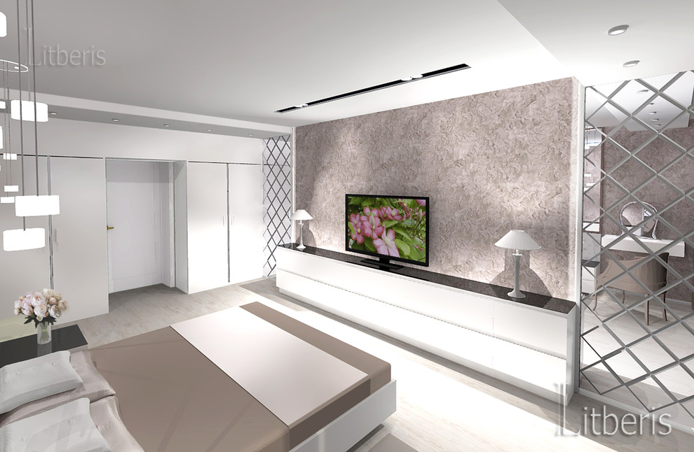 Современный светлый интерьер квартиры с элементами классики