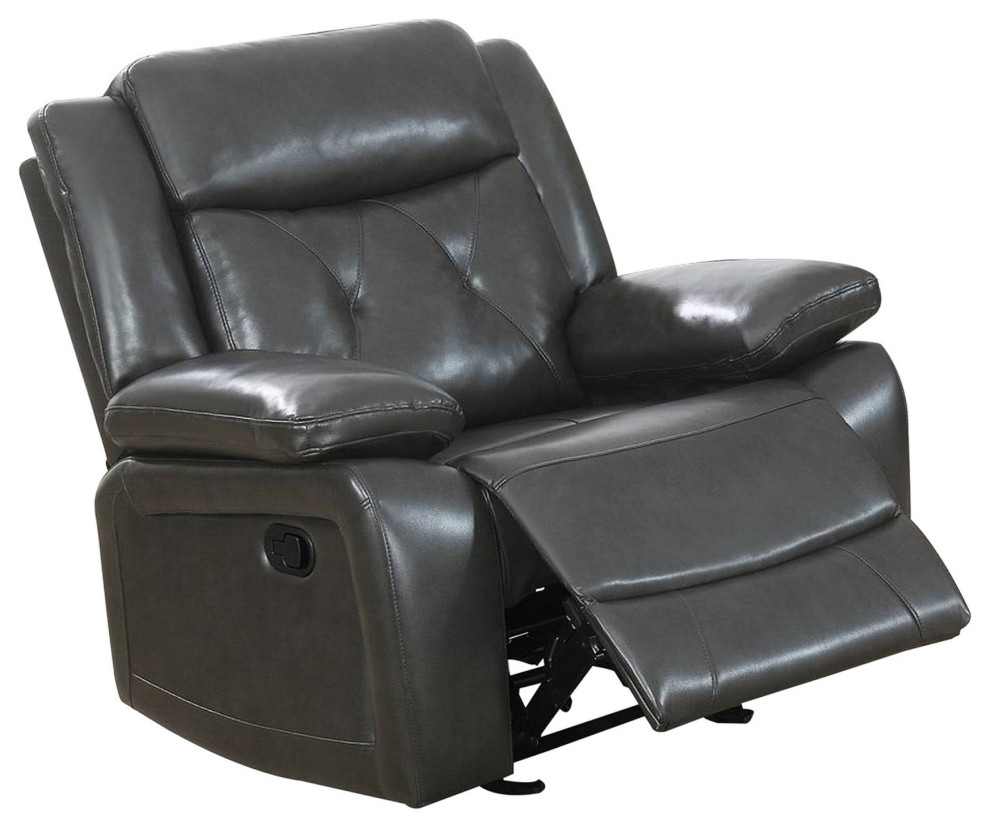 Nuna 40" Power Recliner Chair With Manual Pull Tab, Brown Faux Leather