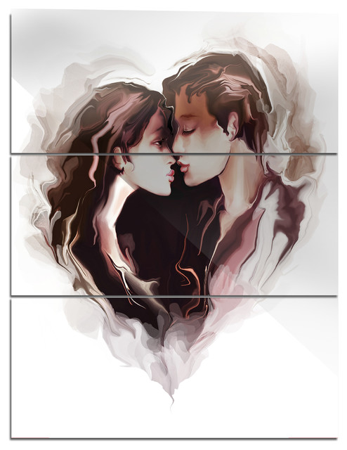 Couple Of Lovers Kissing Glossy Metal Wall Art 3 Panels 28 X36 Couple Of Lovers Kissing Glossy Metal Wall Art 3 Panels 28 X36