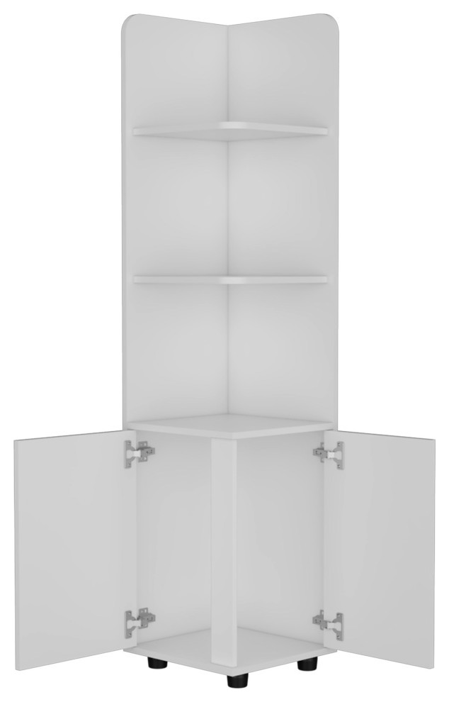 Vestal Tall Corner White Transitional Bathroom