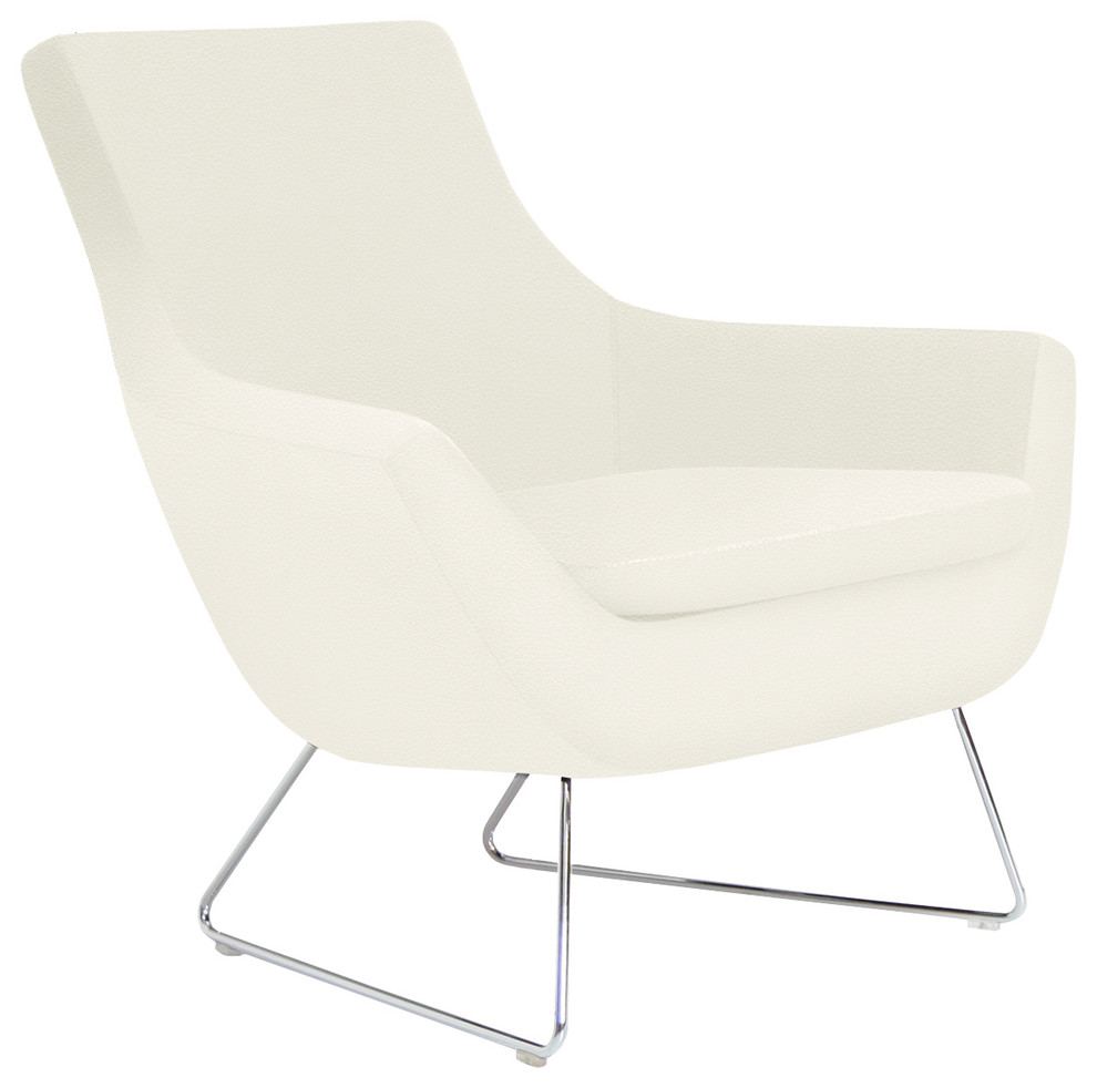 Rebecca Wire Chair, Chrome Plated Steel Tubes Base, White Leatherette