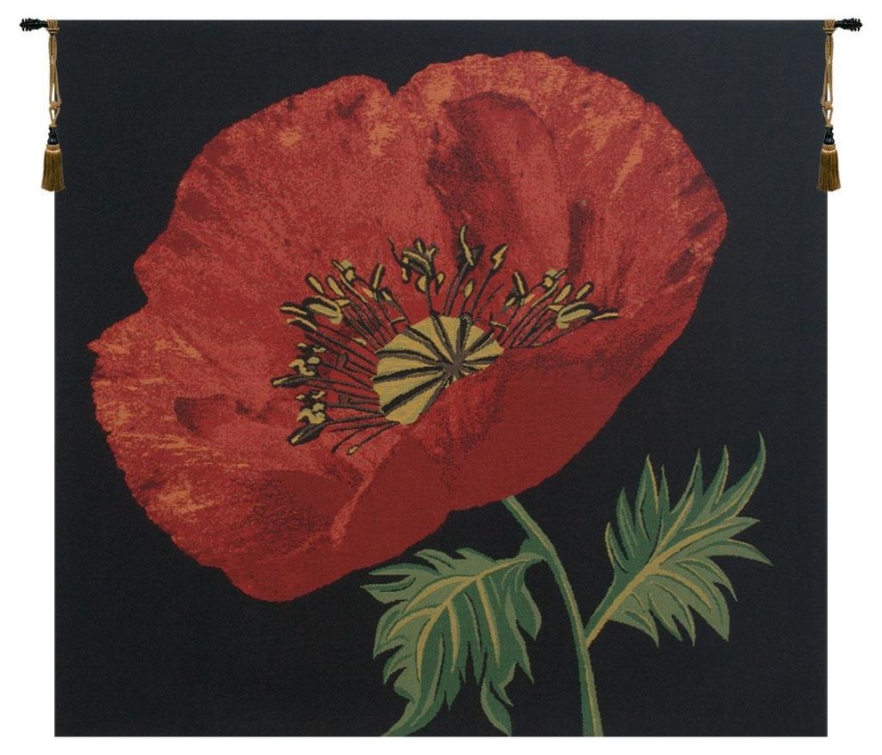 Poppy Red Tapestry Wall Hanging Contemporary Tapestries by