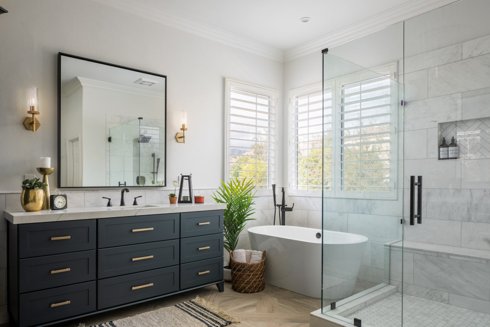 Design ideas for a transitional bathroom in Orange County.
