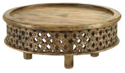 Used West Elm Carved Wood Coffee Table