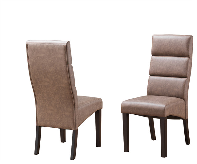 Novi Parsons Dining Chairs Chocolate Faux Leather Set Of 2 Novi Parsons Dining Chairs Chocolate