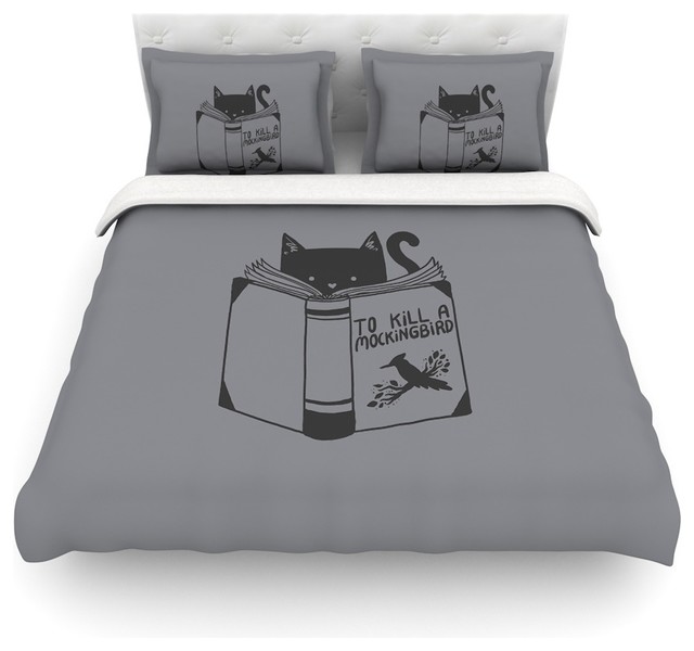 Tobe Fonseca To Kill A Mockingbird Gray Cat Duvet Cover Tobe Fonseca To Kill A Mockingbird Gray Cat Duvet Cover Contemporary Covers And Sets By Kess Global Inc