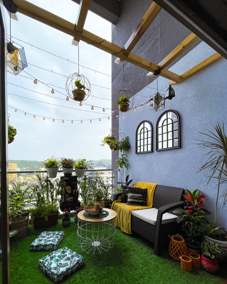 Design ideas for a world-inspired balcony in Pune.