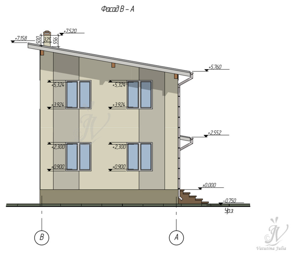 Эскизный проект ультрасовременного дома с плоской крышей в г. Чебоксары