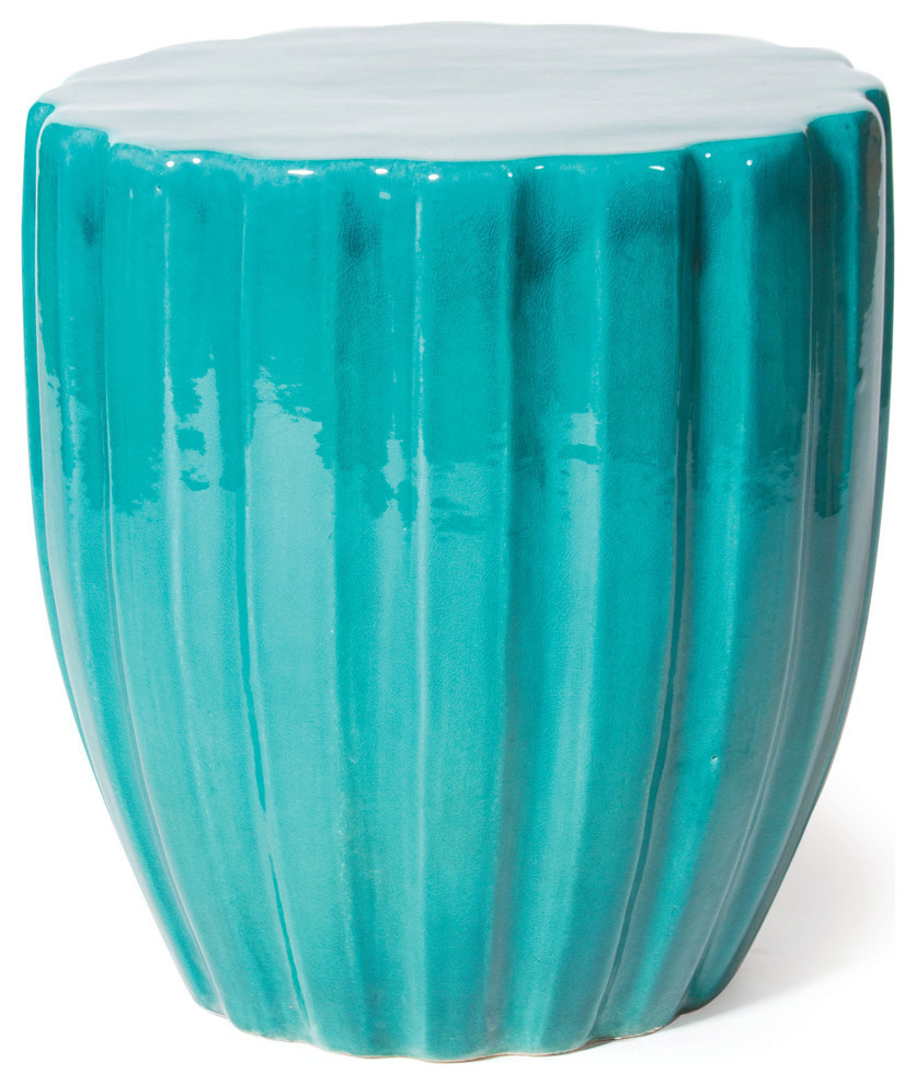 Scallop Ceramic Stool Contemporary Accent And Garden Stools by