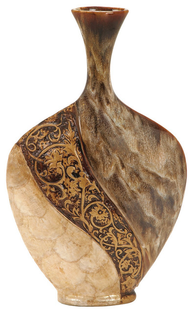 Joelle Ceramic and Capiz Shell Vase, 18"