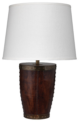 Lannister Tobacco Leather One-Light Table Lamp with Large Cone Shade
