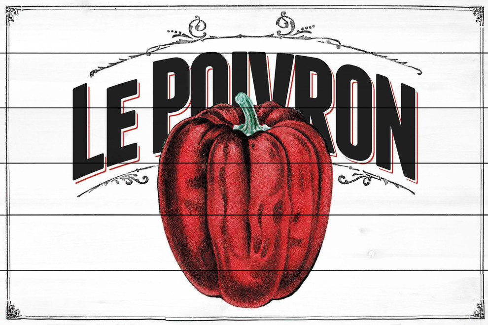 "French Produce Pepper" Painting Print on White Wood