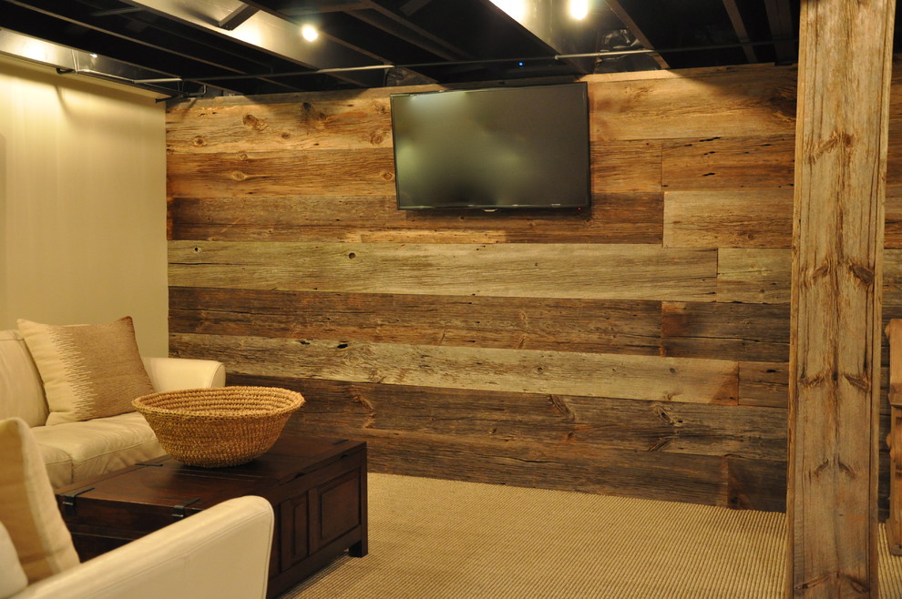 Basement - rustic basement idea in Chicago
