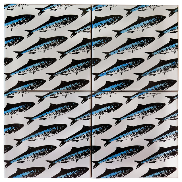 Sardine Ceramic Tile Mural, 4 Tiles