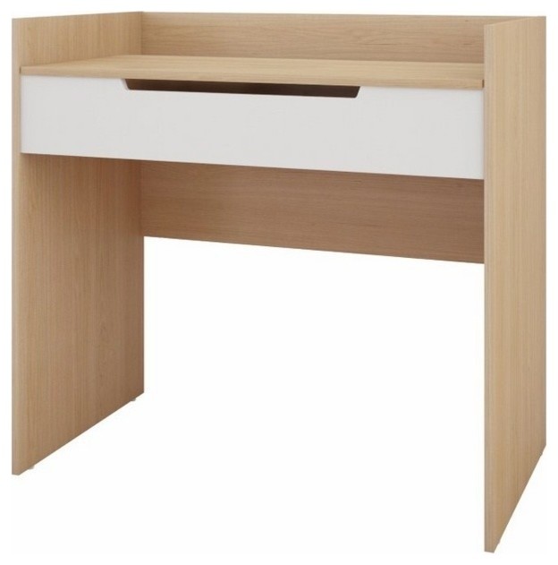 Nexera 342639 Vanity With Mirror Writing Desk White And Natural