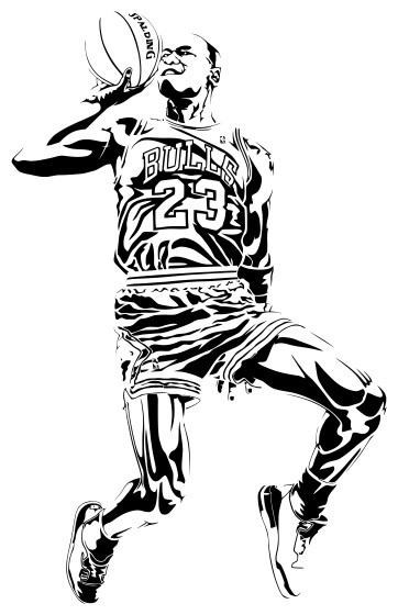Michael Jordan Shooting Wall Sticker, 44"x69" - Contemporary - Wall Decals  - by MasqueVinilo