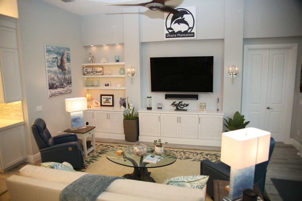 Inspiration for a beach style living room in Miami.