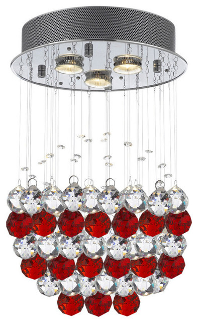 3 Light Modern Crystal Raindrop Flush Chandelier With 40 Mm 3 Light Modern Crystal Raindrop Flush Chandelier With 40 Mm Contemporary Chandeliers By Gspn