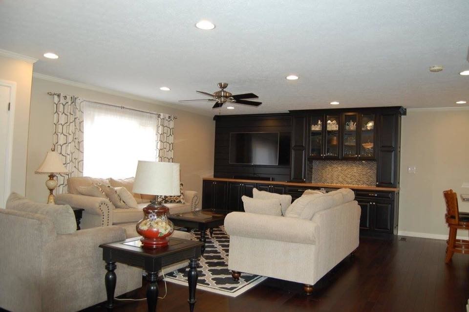 This is an example of a transitional living room in Indianapolis.