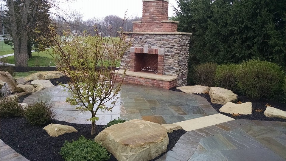 Patio Water Feature and Fireplace