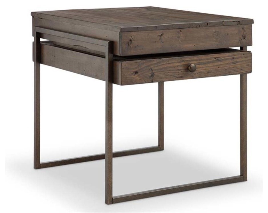 Kirkwood Rustic Dark Whiskey Reclaimed Wood Rectangular End Table