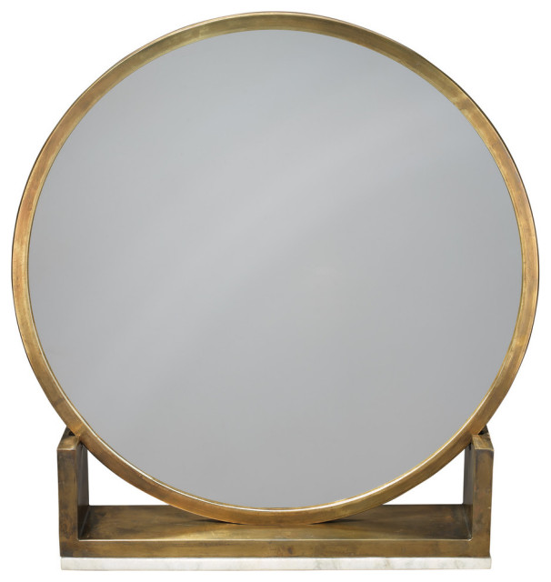 Odyssey Metal Standing Mirror, Antique Brass