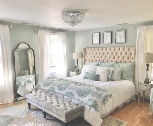 Quiet Moments by Benjamin Moore: This tranquil master bedroom suite includes a small seating area, beautiful views and an interior hallway to the master bathroom & closet. 