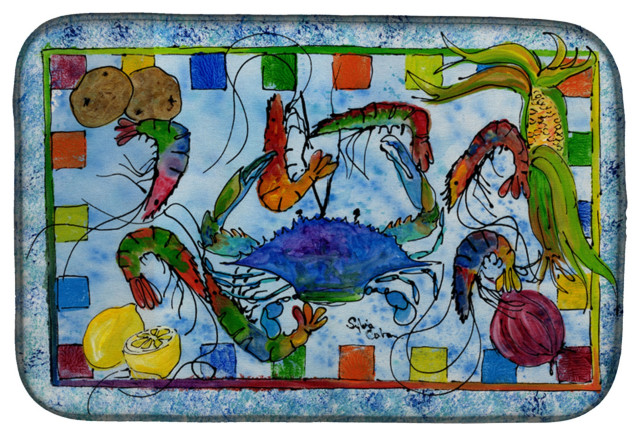 Caroline's Treasures Crab Dish Drying Mat, 14"x21", Multicolor