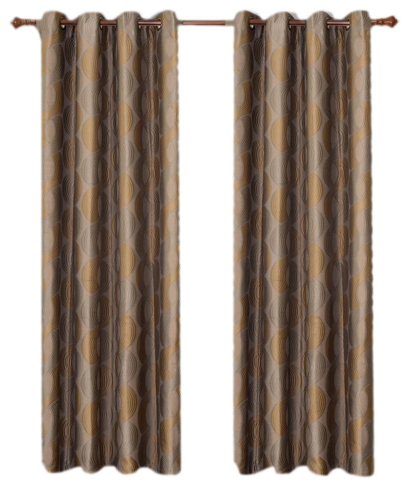 Savanna Jacquard Grommet Curtains, Set of 2 - Contemporary - Curtains ...