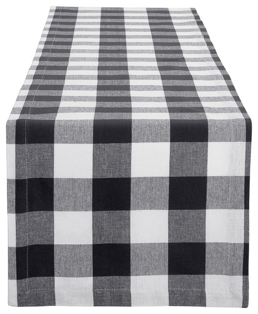 Black and White Plaid Buffalo Check Table Runner Gingham Country Kitchen Decor 