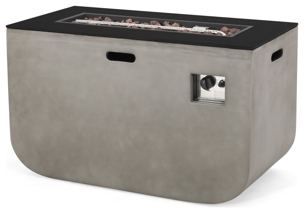 Gwen Outdoor Modern 40 Inch Rectangular Fire Pit Industrial